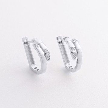 Сережки "Змії" у білому золоті (фіаніти) с09469 с09469 фото