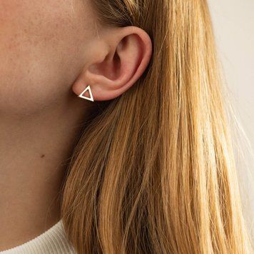 Сережки-пусети Трикутники з жовтого золота 826673 826673 фото
