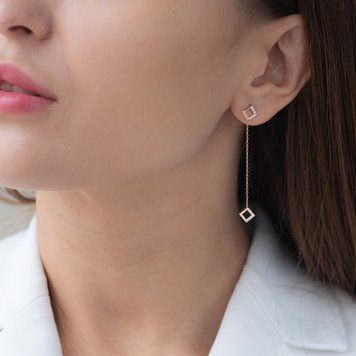 Золотые серьги с бриллиантами и фианитами. с07268 фото
