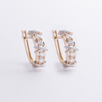 Сережки "Rosie" з фіанітами (жовте, біле золото) ﻿с09167 с09167 фото