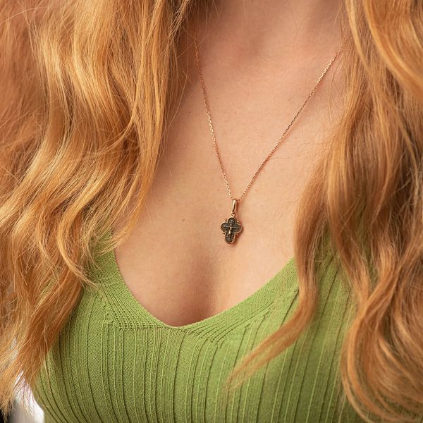 Золотий хрестик Розп'яття Спаси і Збережи, чорніння 823346 823346 фото