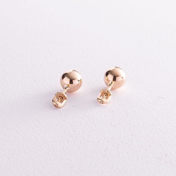 Сережки-пусети Кульки у жовтому золоті 0,8 см 825716 825716 фото