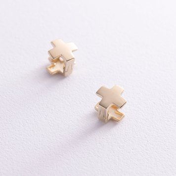 Сережки Хрестики з жовтого золота 826783 826783 фото