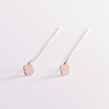 Сережки-протяжки Конюшина з червоного золота 826354 826354 фото