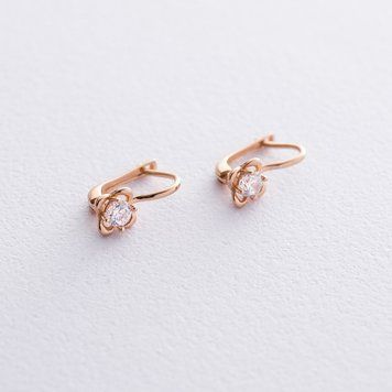 Золоті дитячі сережки з фіанітами с05764 с05764 фото