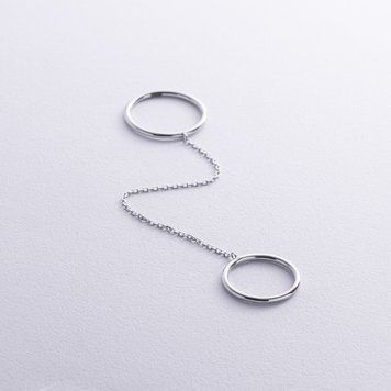 Срібна подвійна каблучка на ланцюжку 112626 112626_15 фото