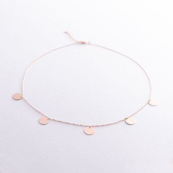 Золоте кольє Монетки у червоному золоті, 5 шт 824458 824458 фото
