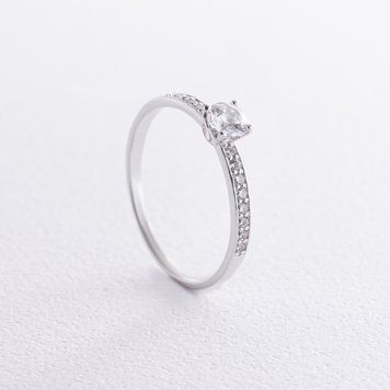 Золота заручальна каблучка "Сердечко" (фіаніти) к07599 к07599_16.5 фото