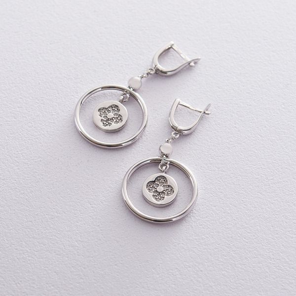 Сережки "Конюшина" в білому золоті с06366 с06366 фото