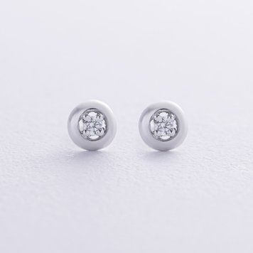 Сережки - пусети з фіанітами (біле золото) с02826 с02826 фото