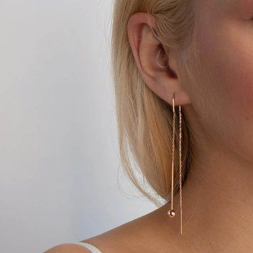Серьги Шарики на цепочке из красного золота 826363 826363 фото
