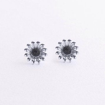 Сережки-пусети Соняшники в білому золоті mini 825778 825778 фото