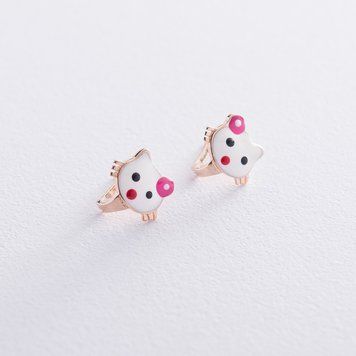Сережки дитячі "Hello Kitty" з емаллю с06617 с06617 фото