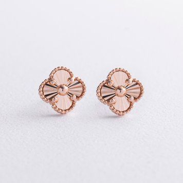 Сережки-пусети Конюшина з червоного золота 826465 826465 фото