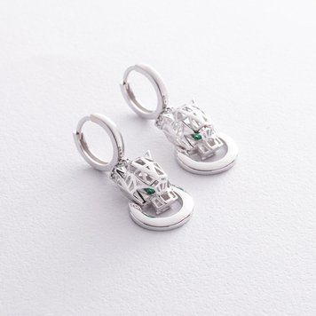 Сережки "Пантера" у білому золоті (фіаніти) с08594 с08594 фото