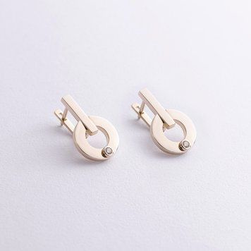 Сережки "Alison" з фіанітами (жовте золото) с08827 с08827 фото