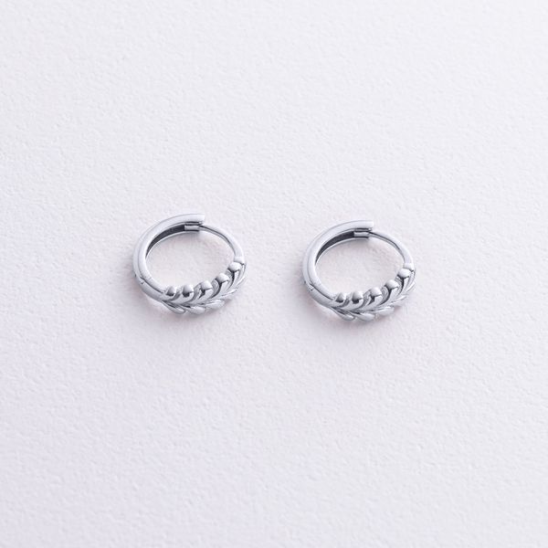 Сережки - кільця Колоски з білого золота 826723 826723 фото