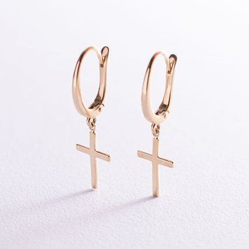 Серьги Крестики из жёлтого золота 826750 826750 фото