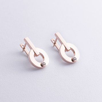 Сережки "Alison" з фіанітами (червоне золото) с08828 с08828 фото