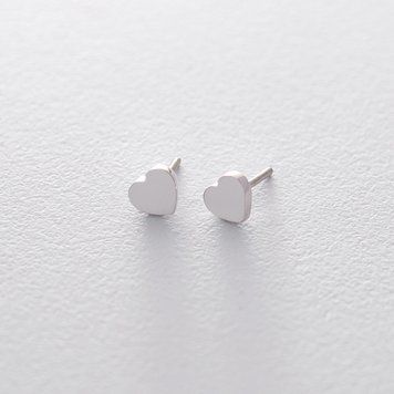 Серьги-гвоздики Сердечки из белого золота 826419 826419 фото
