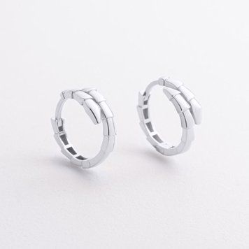 Сережки-кільця Змії у білому золоті 825885 825885 фото