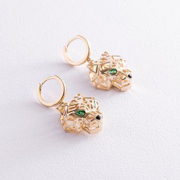 Сережки - кільця "Пантери" у жовтому золоті с08013 с08013 фото