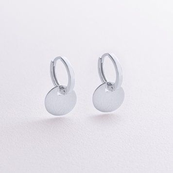 Серьги - кольца Монетки из белого золота 826801 826801 фото