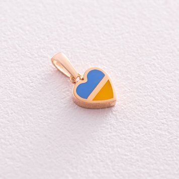 Кулон Україна в серці з червоного золота та блакитною і жовтою емаллю 822436 822436 фото