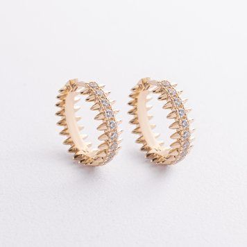 Серьги - кольца "Teresa" в желтом золоте (фианиты) с09498 с09498 фото