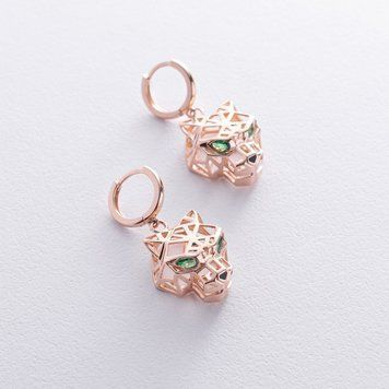 Сережки - кільця "Пантери" у червоному золоті с08603 с08603 фото