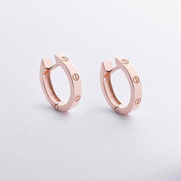 Сережки - кільця Love з червоного золота 826703 826703 фото