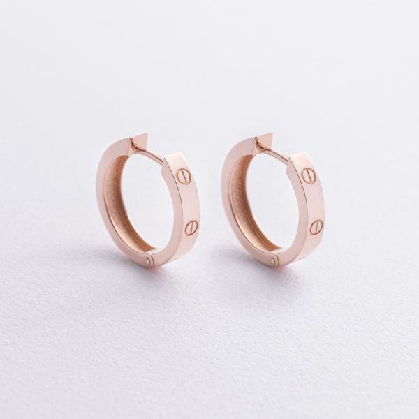 Сережки - кільця Love з червоного золота 826703 826703 фото