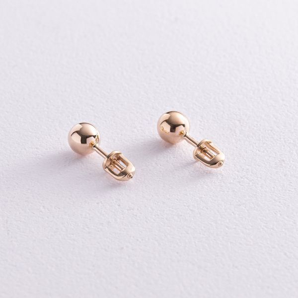 Сережки - пусети "Шарики" у жовтому золоті (6 мм) с06755 с06755 фото