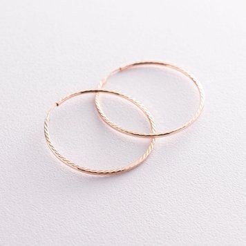 Золоті сережки Кільця 3,9 см з червоного золота 822776 822776 фото