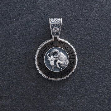 Срібний кулон "Знак зодіаку Овен" з ебеном 1041овен 1041овен фото