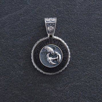 Срібний кулон "Знак зодіаку Рак" з ебеном 1041рак 1041рак фото
