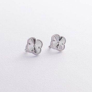 Сережки Конюшина з білого золота 826479 826479 фото