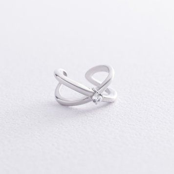 Сережка - каффа з фіанітом (біле золото) с08555 с08555 фото