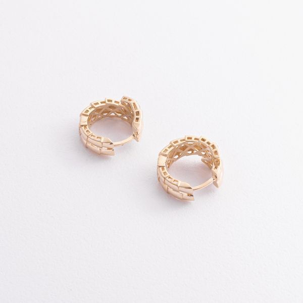 Серьги - кольца "Змеи" в желтом золоте (фианиты) с09297 с09297 фото