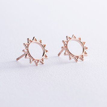Сережки - пусети Сонце з червоного золота 826667 826667 фото