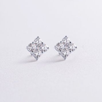 Сережки - пусети "Fleur" з фіанітами (біле золото) с09142 с09142 фото