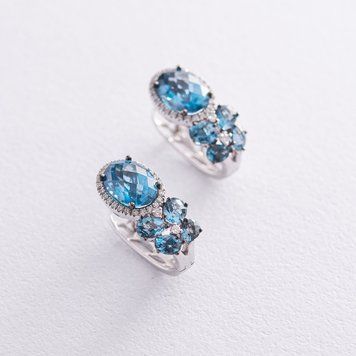 Золоті сережки (топази, діаманти) сб0723gm сб0723gm фото