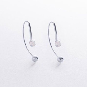 Сережки "Натхнення" у білому золоті (синт. опал) с09237 с09237 фото