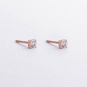 Сережки - пусети з фіанітами (червоне золото) с06068 с06068 фото