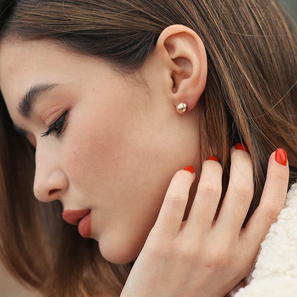 Сережки-пусети Кульки з червоного золота довжиною 0,7 см 826346 826346 фото