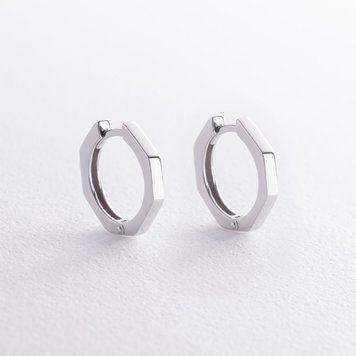 Золоті сережки-кільця Геометрія з білого золота 826046 826046 фото