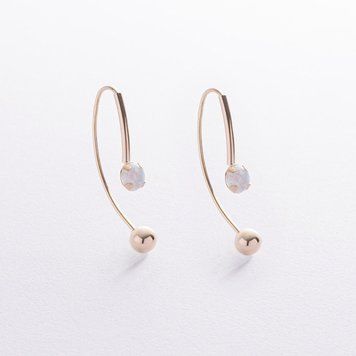 Сережки "Натхнення" у жовтому золоті (синт. опал) с09236 с09236 фото