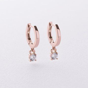 Сережки в червоному золоті (фіаніти) с09183 с09183 фото