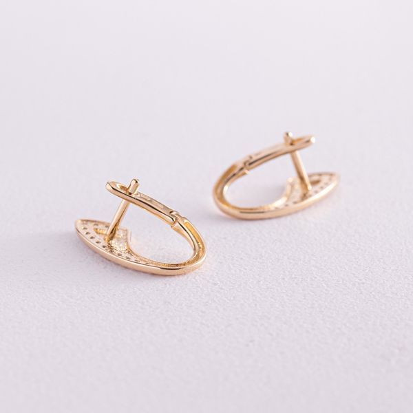 Сережки "Крапельки" у жовтому золоті (фіаніти) с08054 с08054 фото