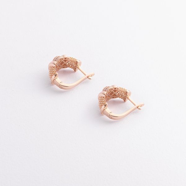 Золотые серьги Marie с фианитами из красного золота 827228 827228 фото